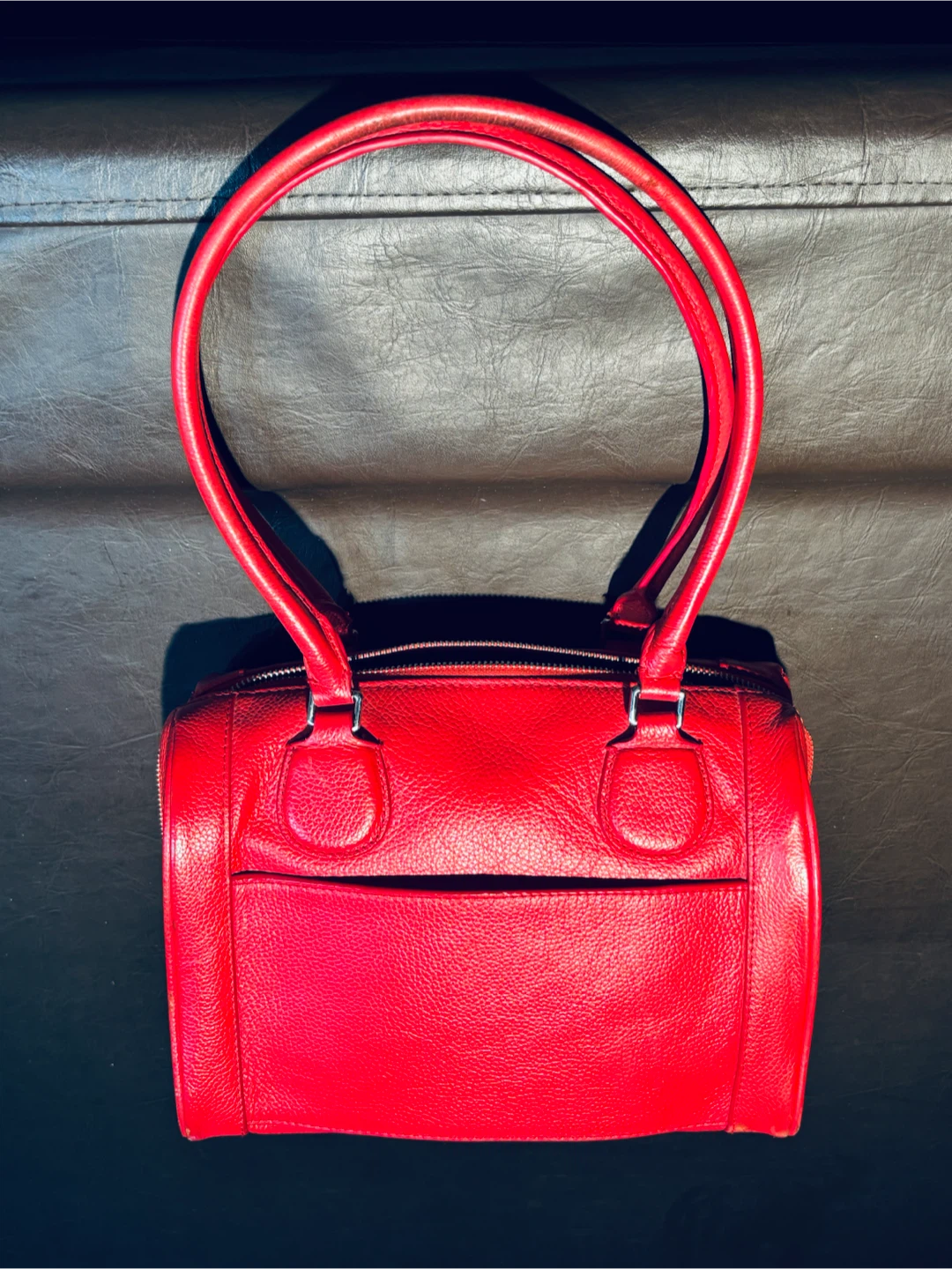 Red 100% Leather Handbag - photo 2