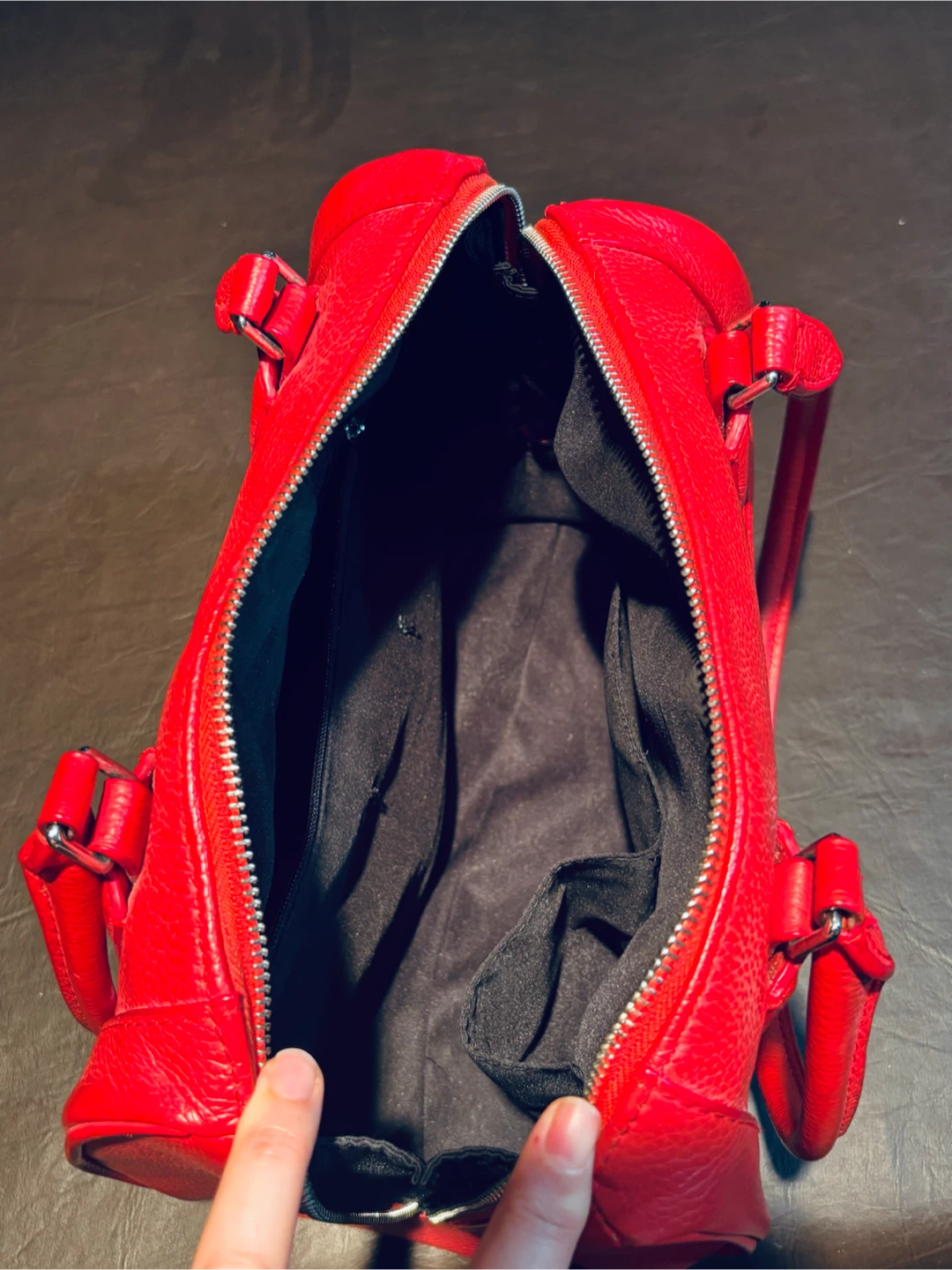 Red 100% Leather Handbag - photo 3