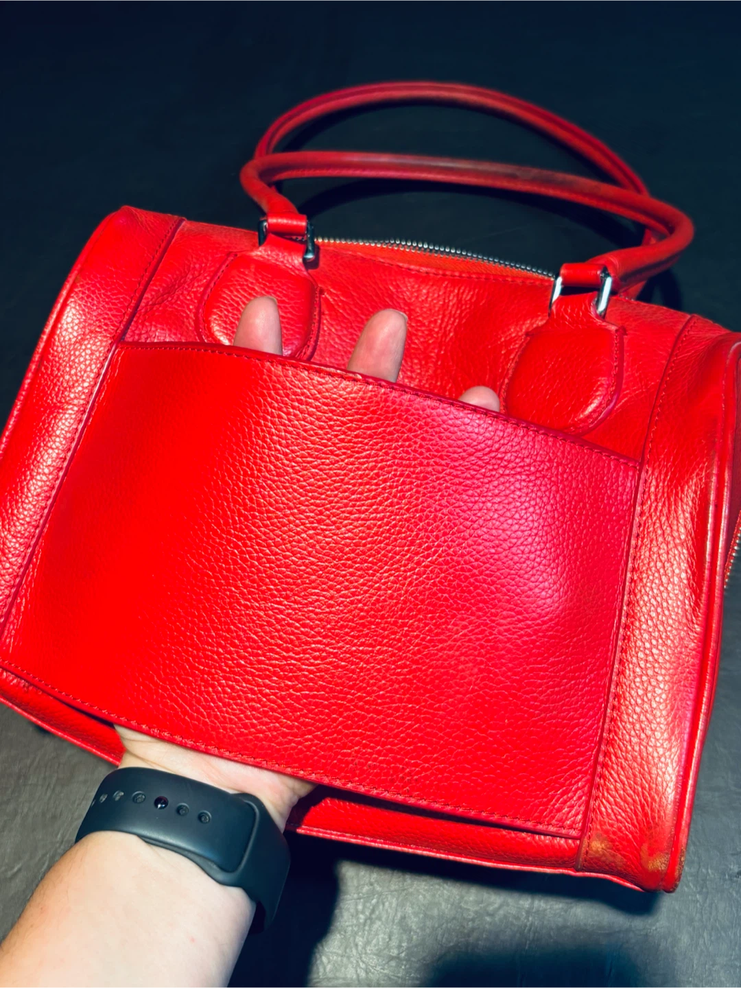 Red 100% Leather Handbag - photo 5