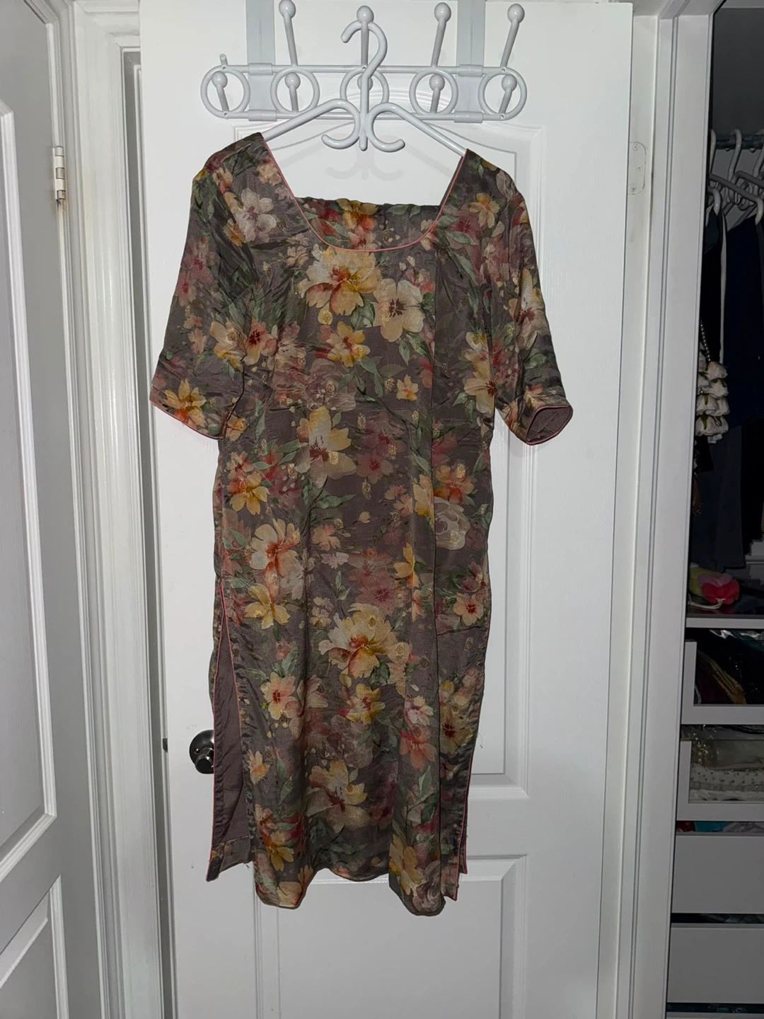 Grey Floral Print Punjabi suit