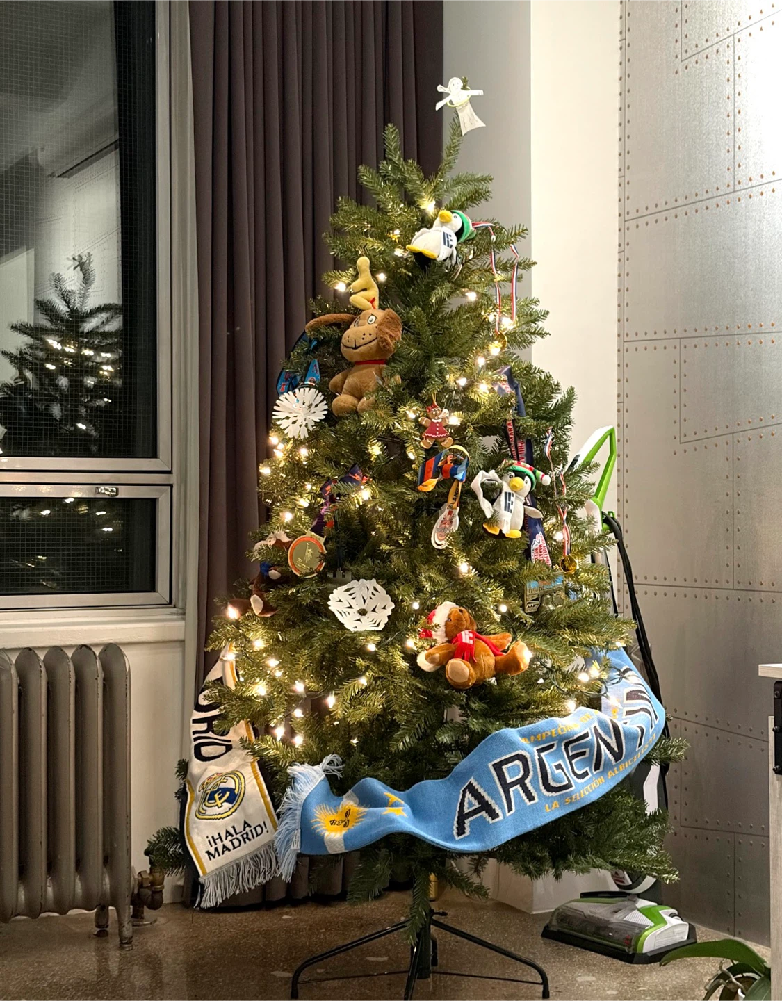 Artificial Christmas tree for sale (free ornaments included)
