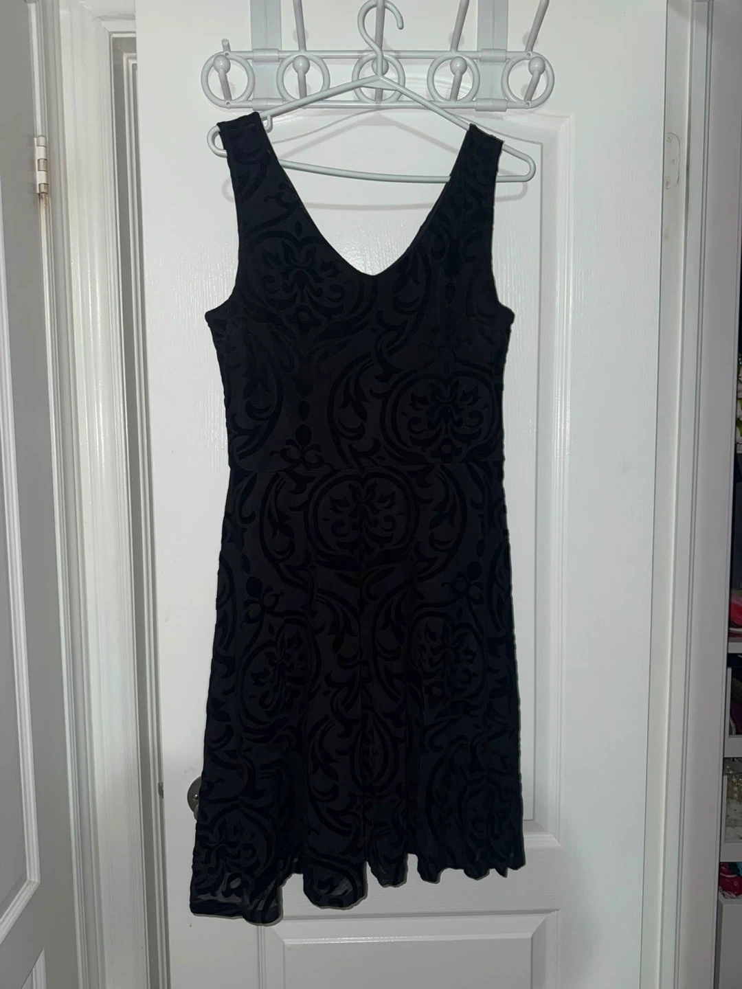 Black Velour Burnout Mini Dress