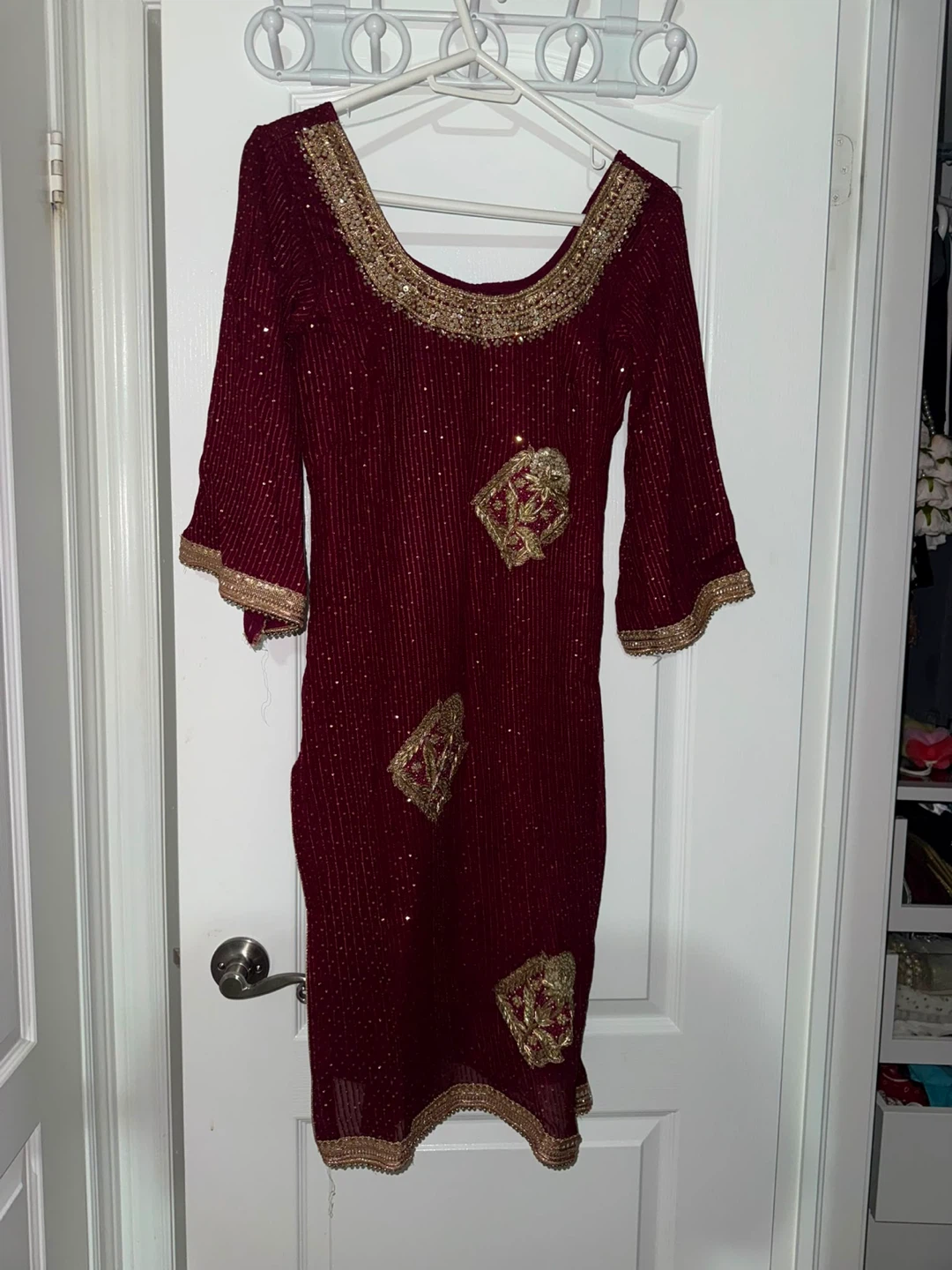 Embellished Maroon Punjabi suit