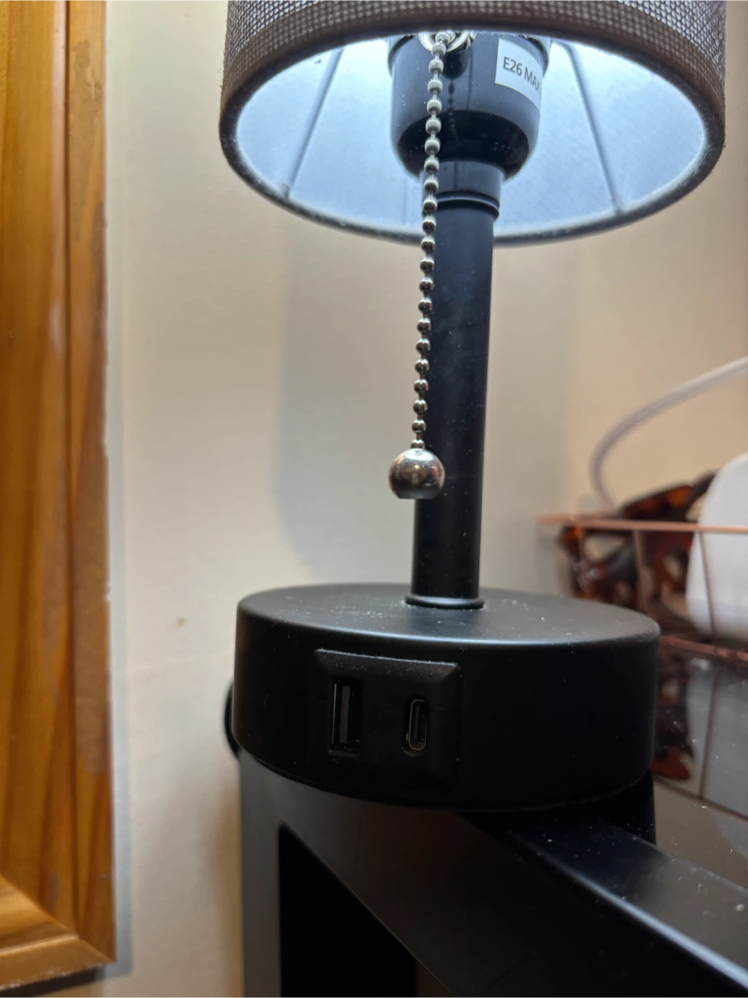 Black Table Lamp with USB Ports