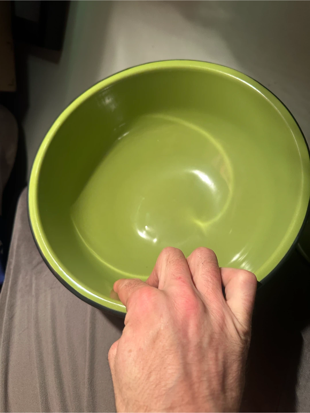 Pair of green enamel mixing bowls - photo 3