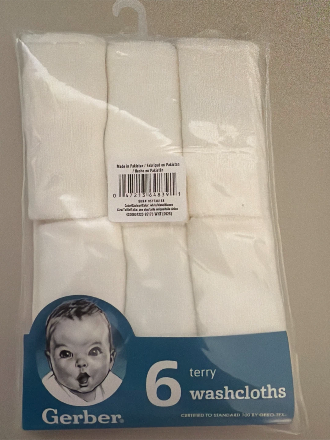 Gerber Terry Washcloths - White, 6 Count
