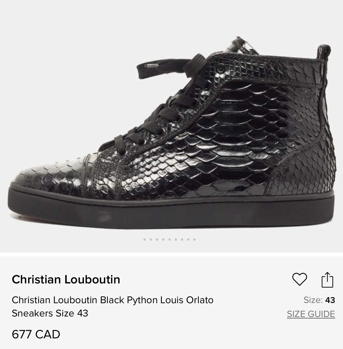 Christian Louboutin Black Python Louis Orlato Sneakers Size 43