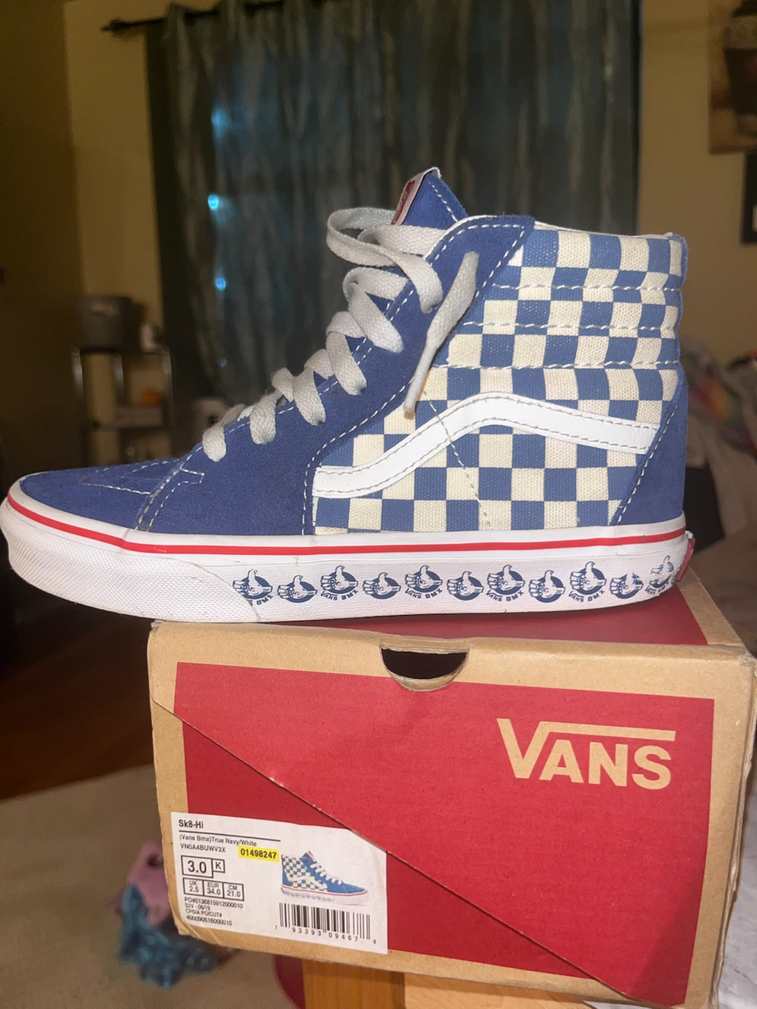 Vans Sk8-Hi True Navy/White Checkerboard Sneakers