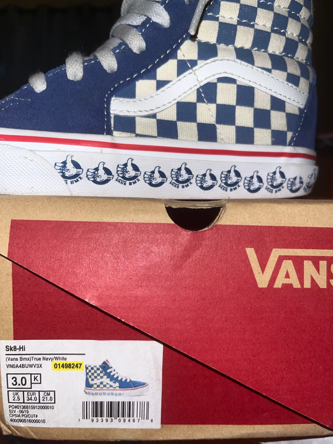 Vans Sk8-Hi True Navy/White Checkerboard Sneakers - photo 2