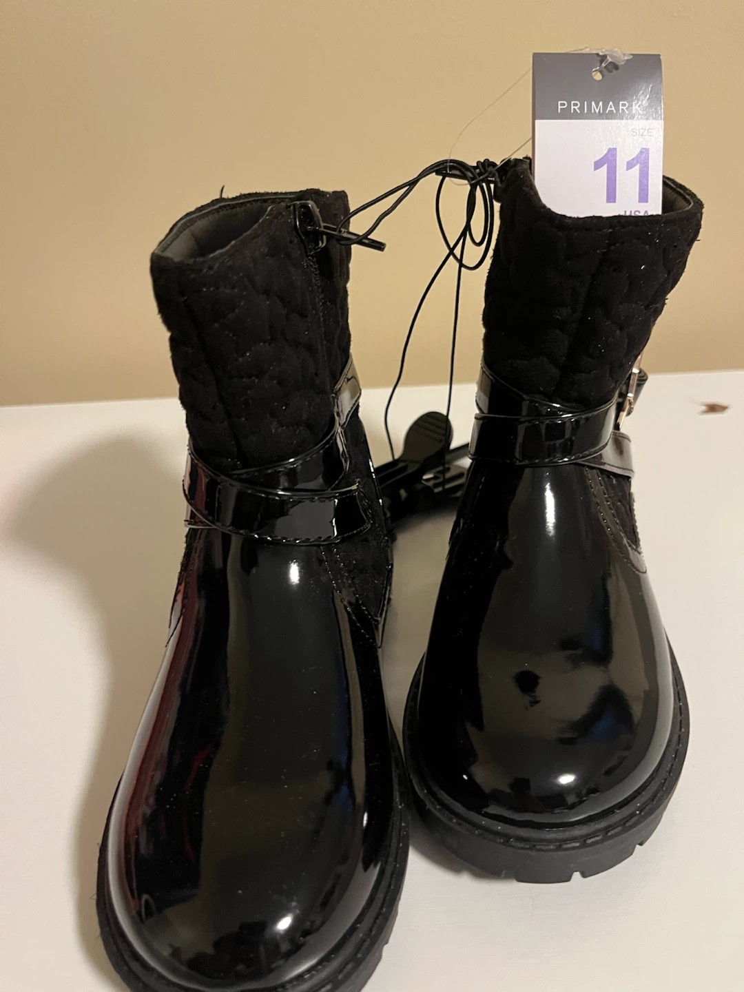 Primark Black Patent Boots Size 11 - photo 4