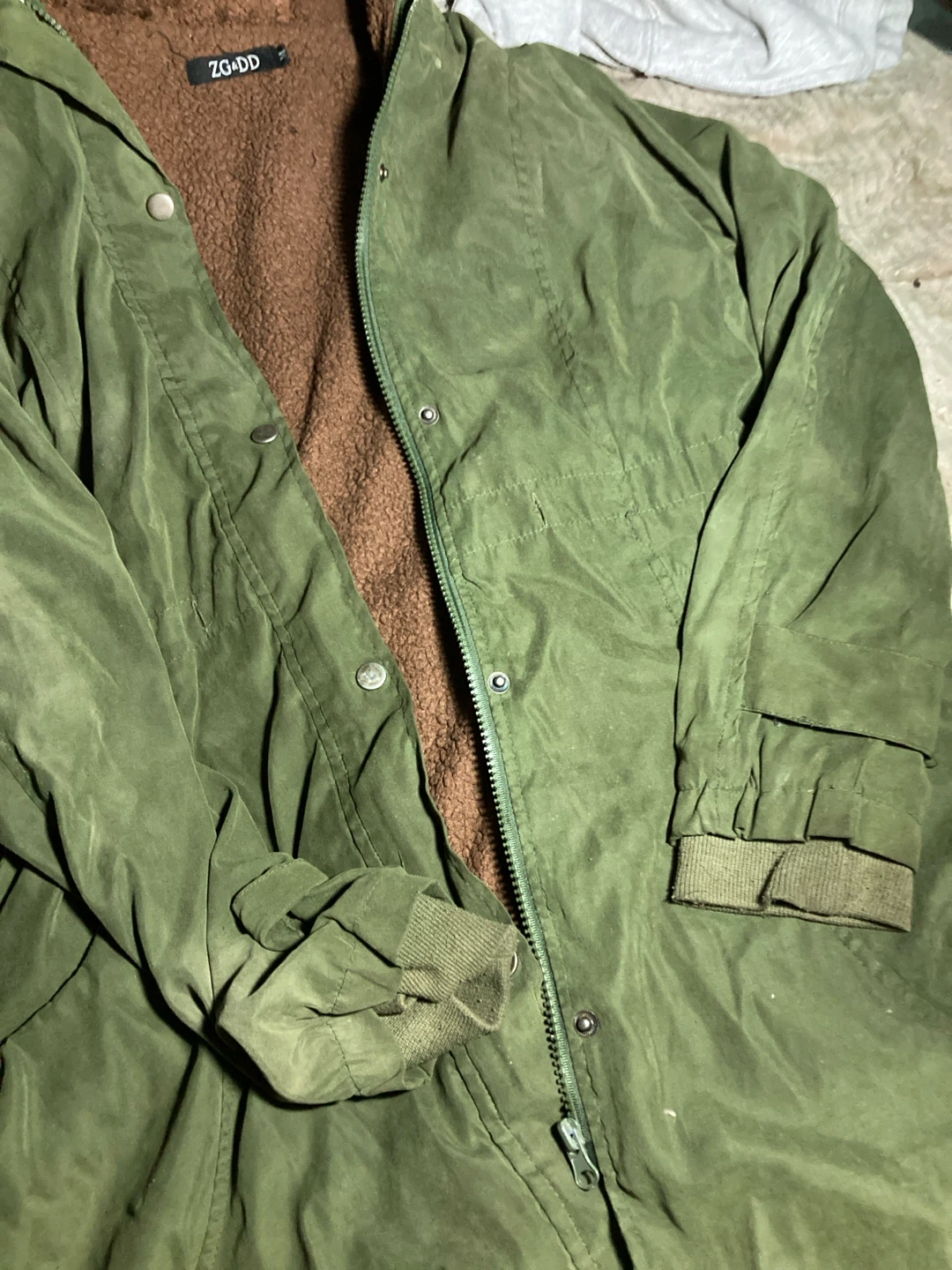 ZG&DD Green Sherpa Lined Parka Jacket - photo 3