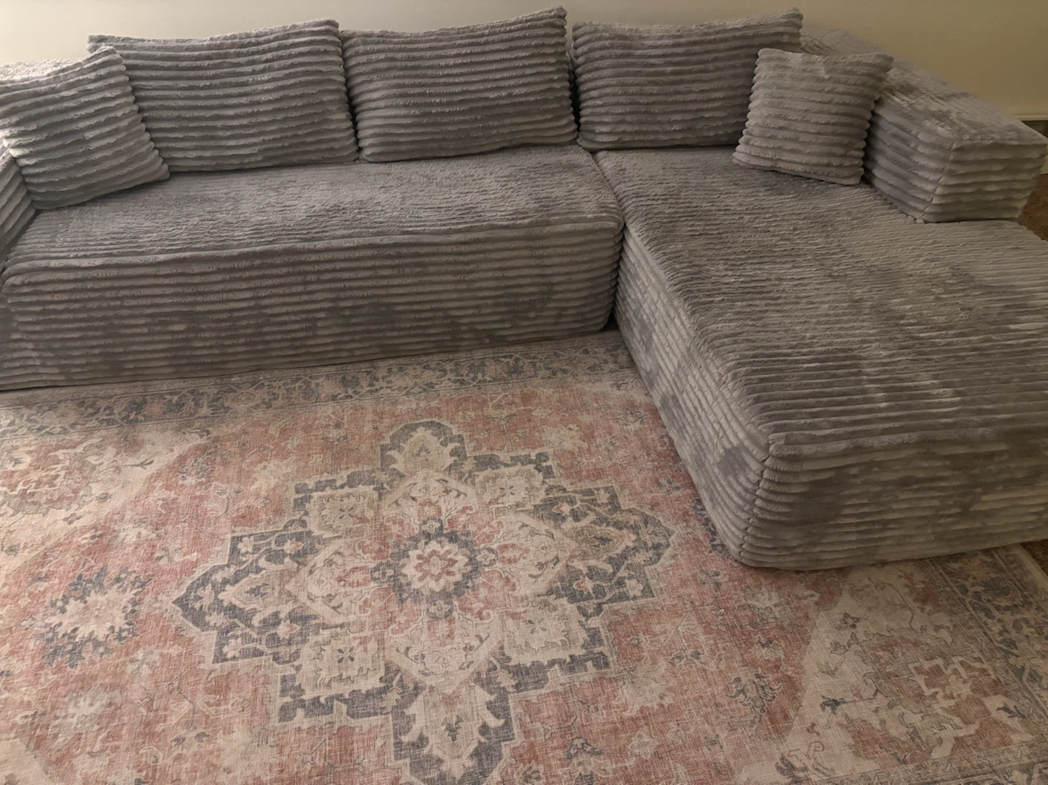 Grey Sectional Sofa with Plush Fabric