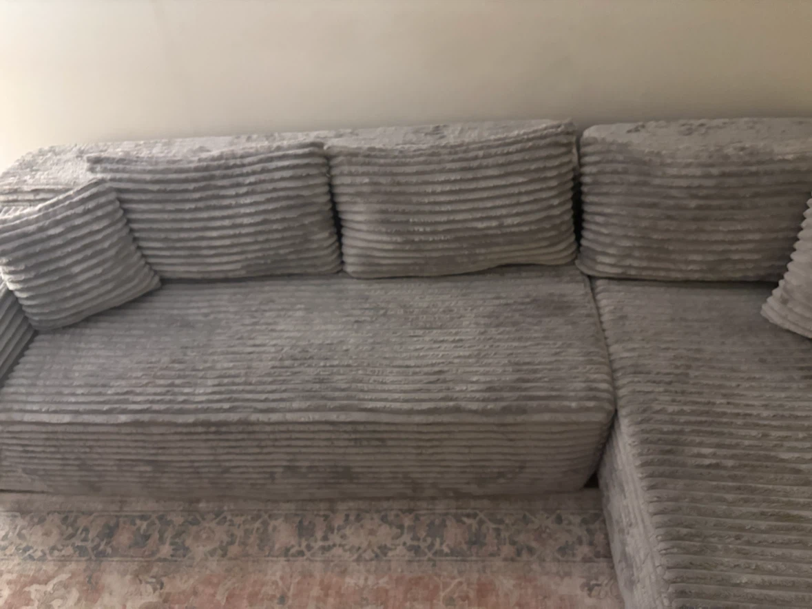 Grey Sectional Sofa with Plush Fabric - photo 3