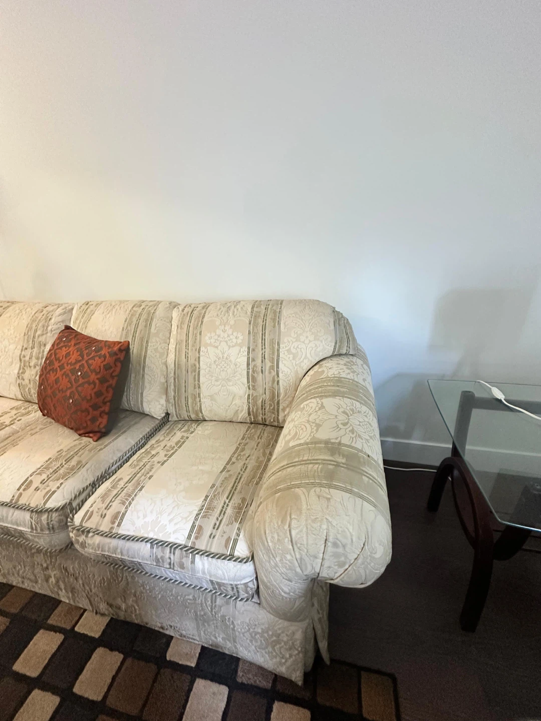 Cream floral striped sofa - photo 4