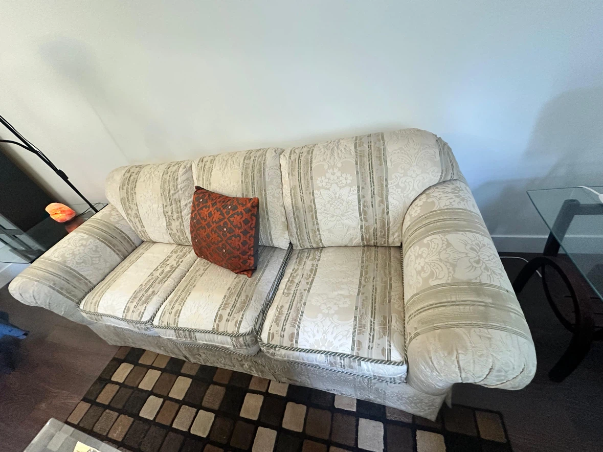 Cream floral striped sofa - photo 5