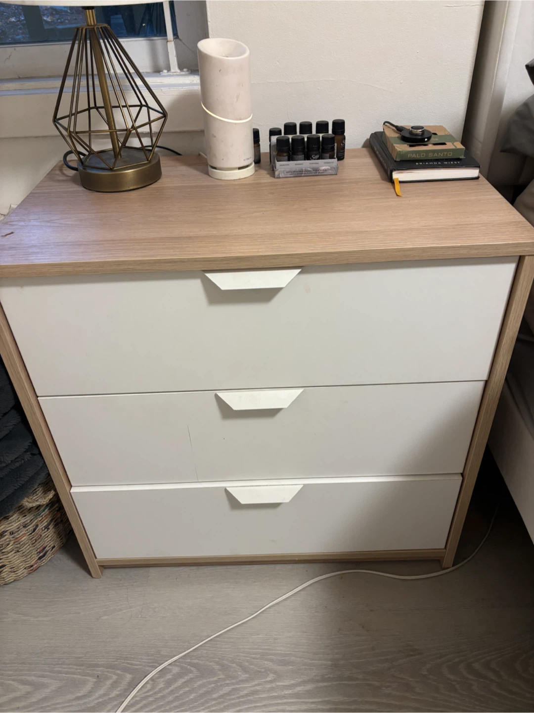 White Nightstand with Gold Accents and dresser - photo 2