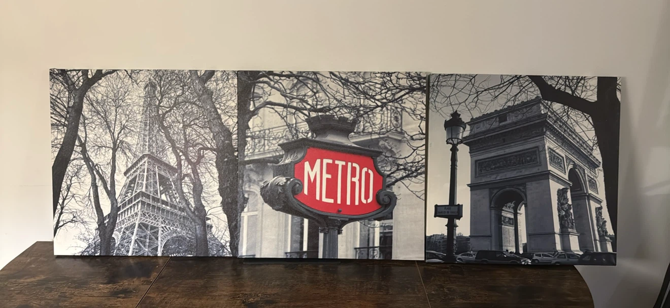 3 piece Parisian Triptych Canvas Wall Art