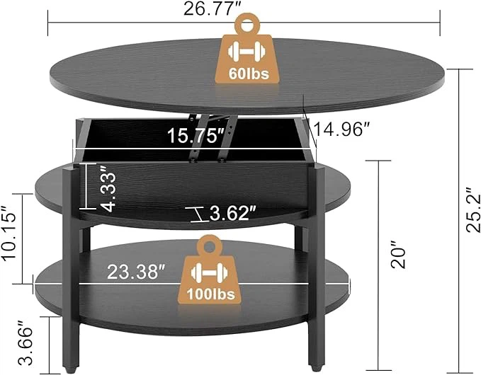 Round Lift-Top Coffee Table - photo 2