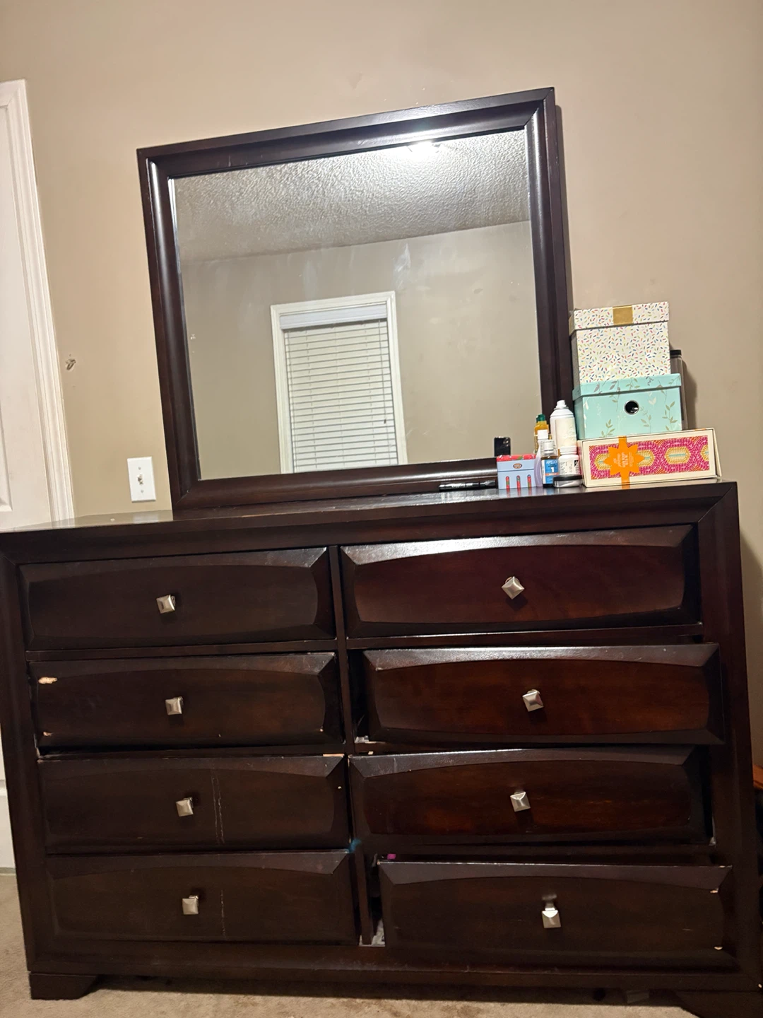 Dark Wood Dresser with Mirror