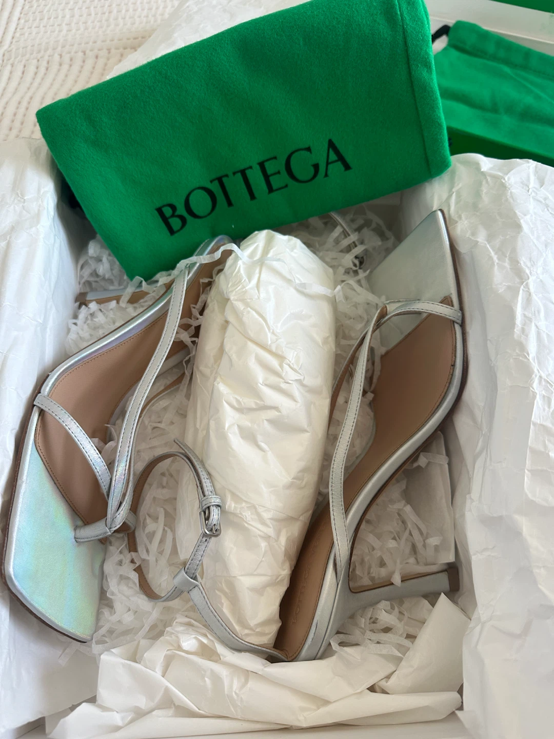 Bottega Veneta Silver Leather Sandals