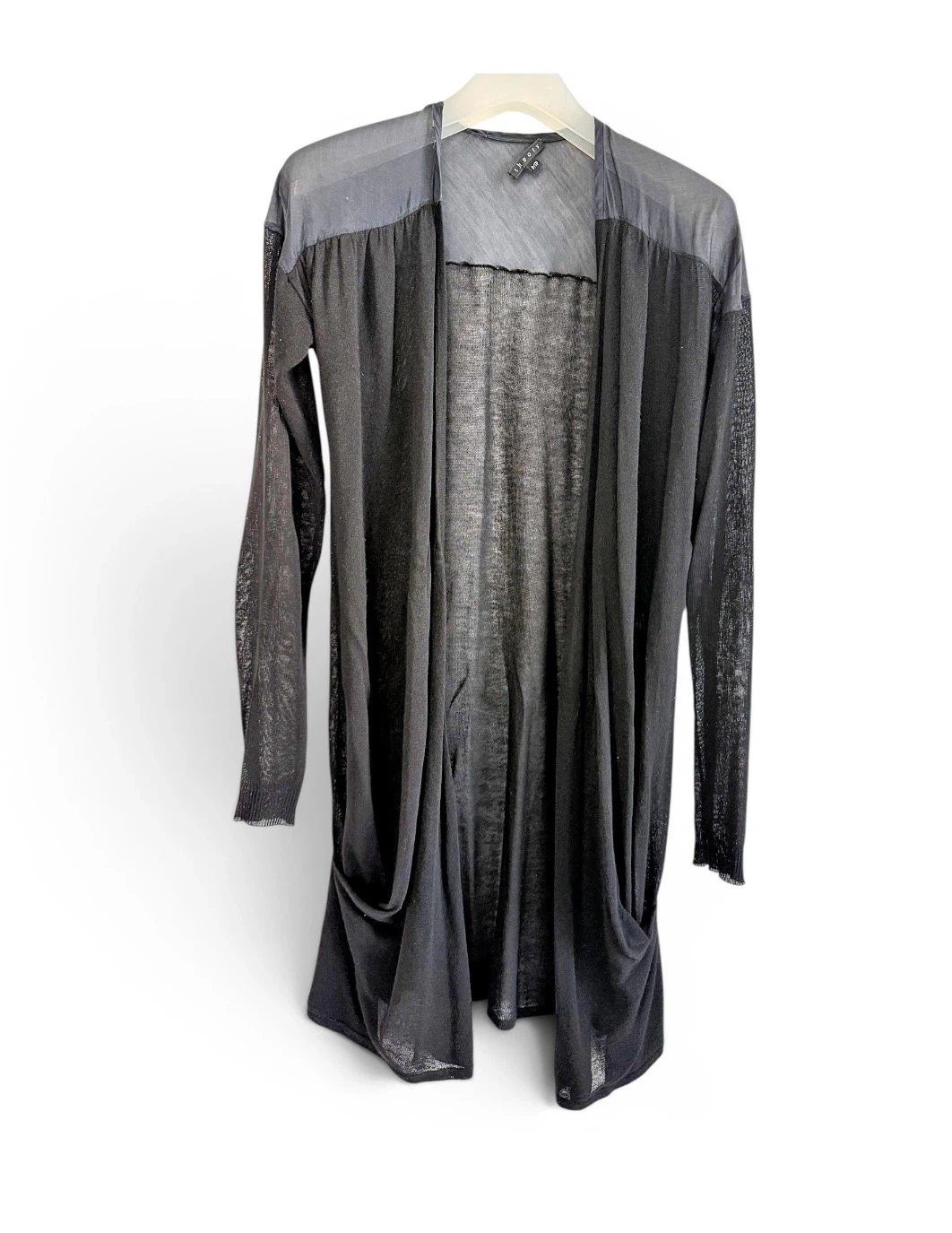 Theory Black Sheer Long Cardigan