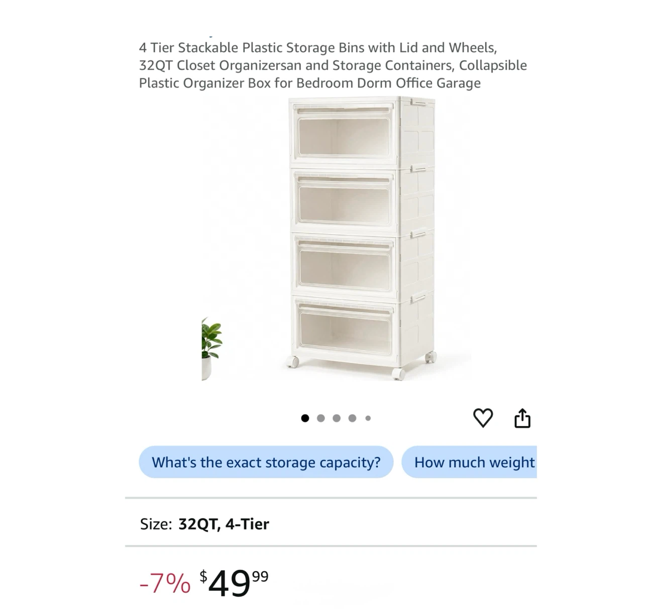 Brand new 4 Tier Stackable Storage Bins with Lid