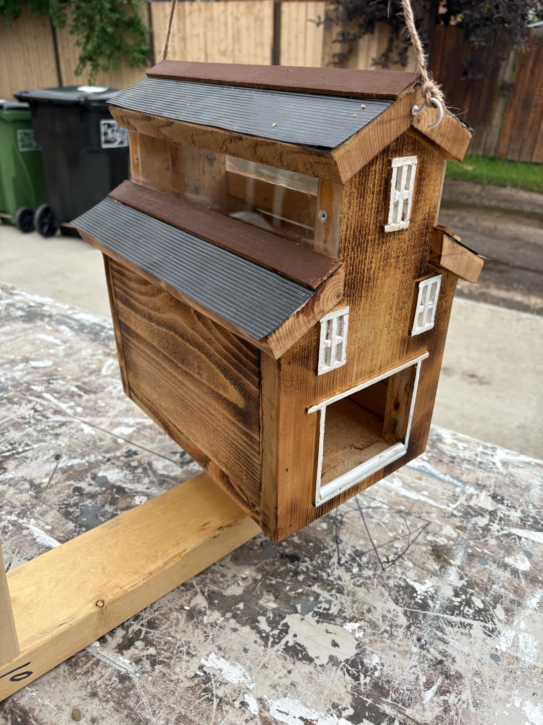 Handmade Wooden Bird Feeder House - photo 2
