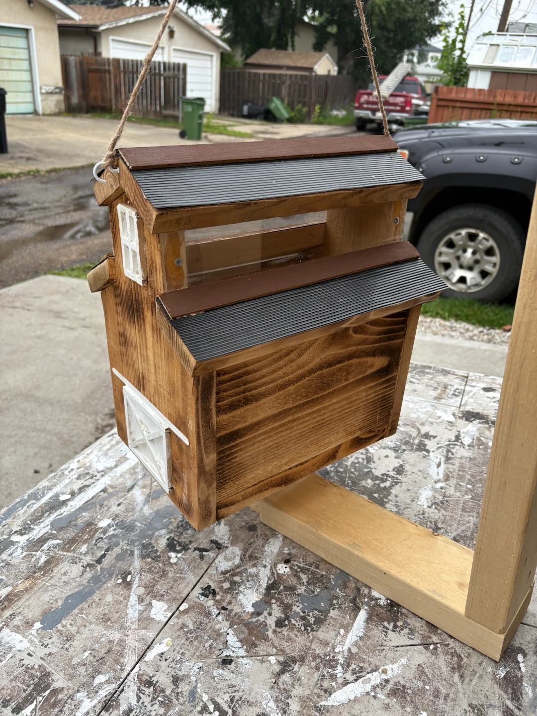 Handmade Wooden Bird Feeder House - photo 3