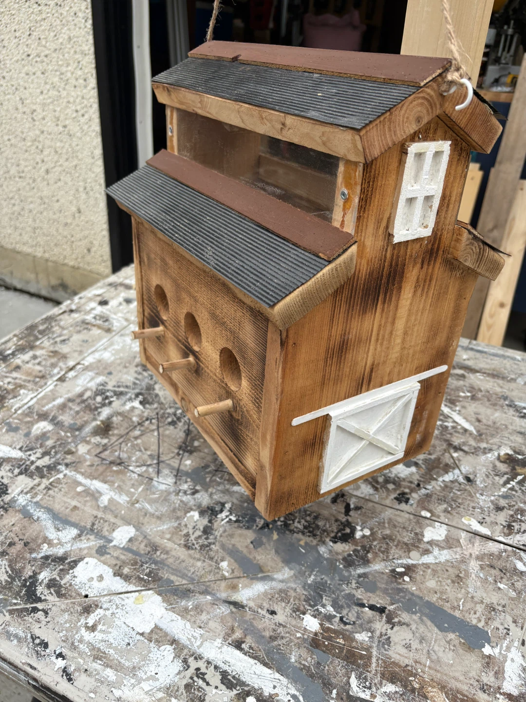 Handmade Wooden Bird Feeder House - photo 4