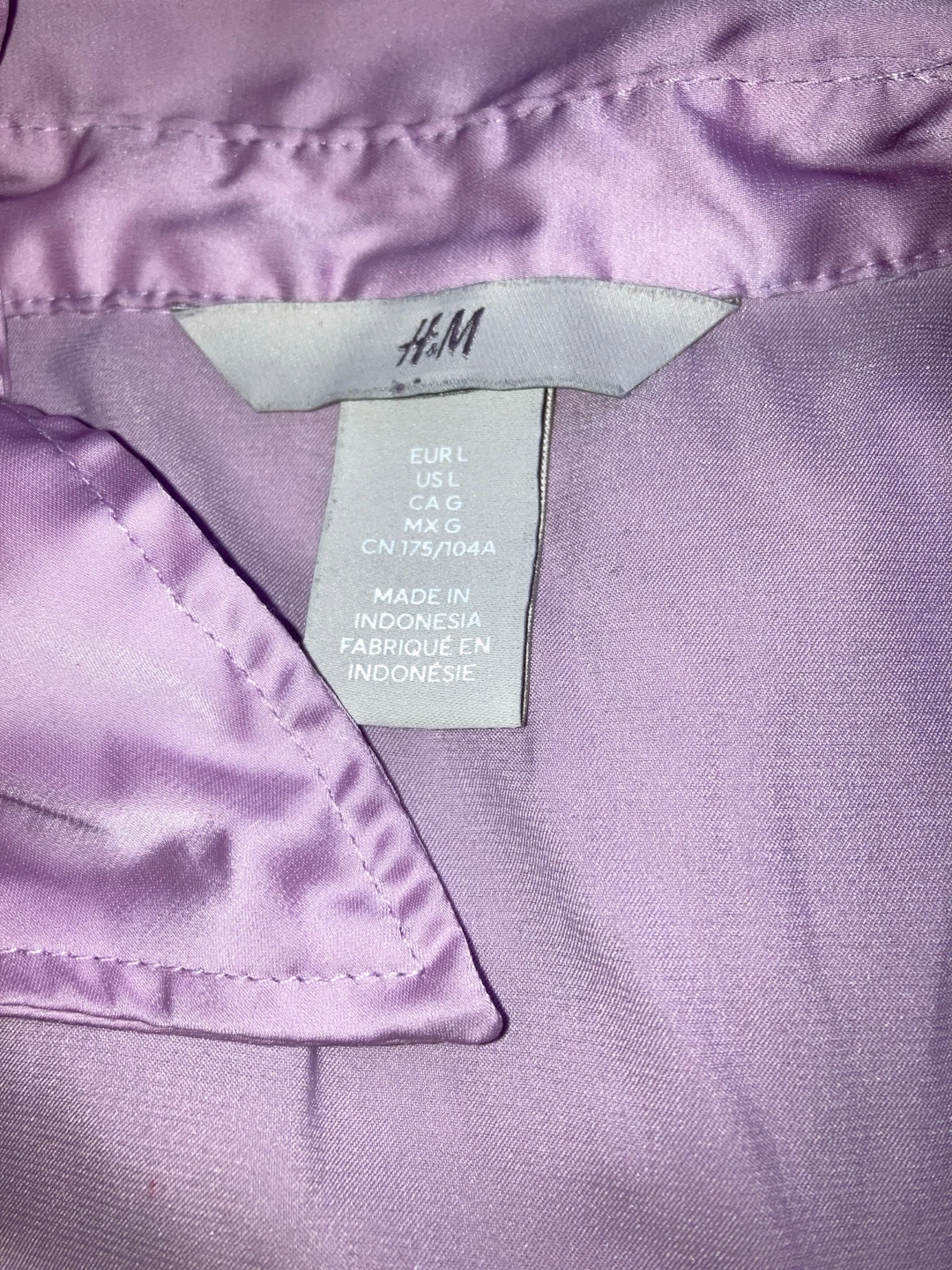 H&M Lavender Satin Button-Up Shirt