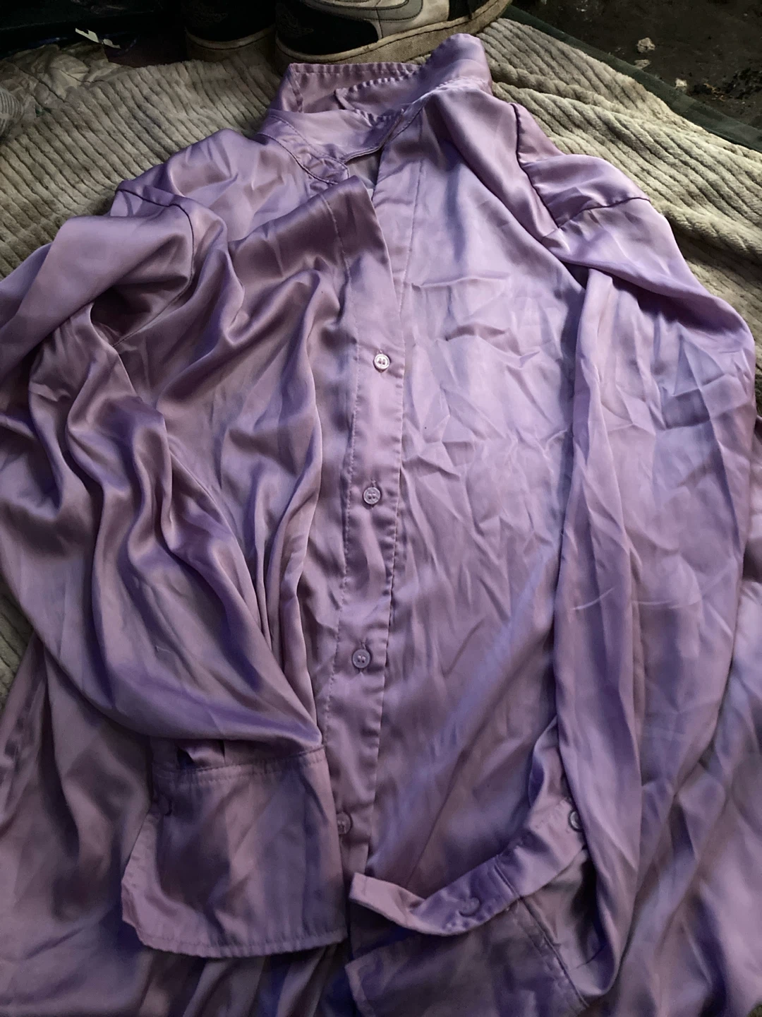 H&M Lavender Satin Button-Up Shirt - photo 2