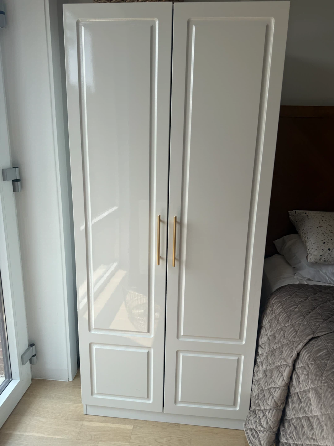 White Armoire with Gold Handles