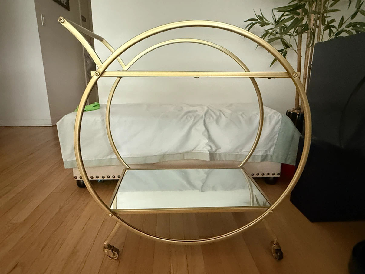 Gold Bar Cart with Mirror