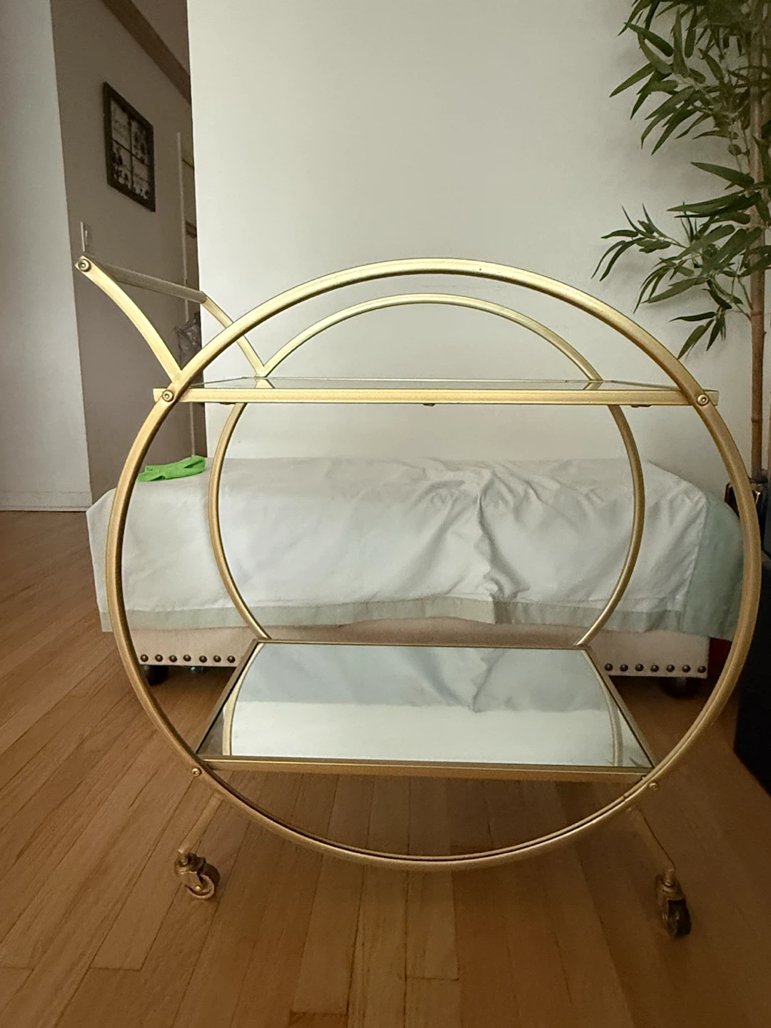 Gold Bar Cart with Mirror - photo 2