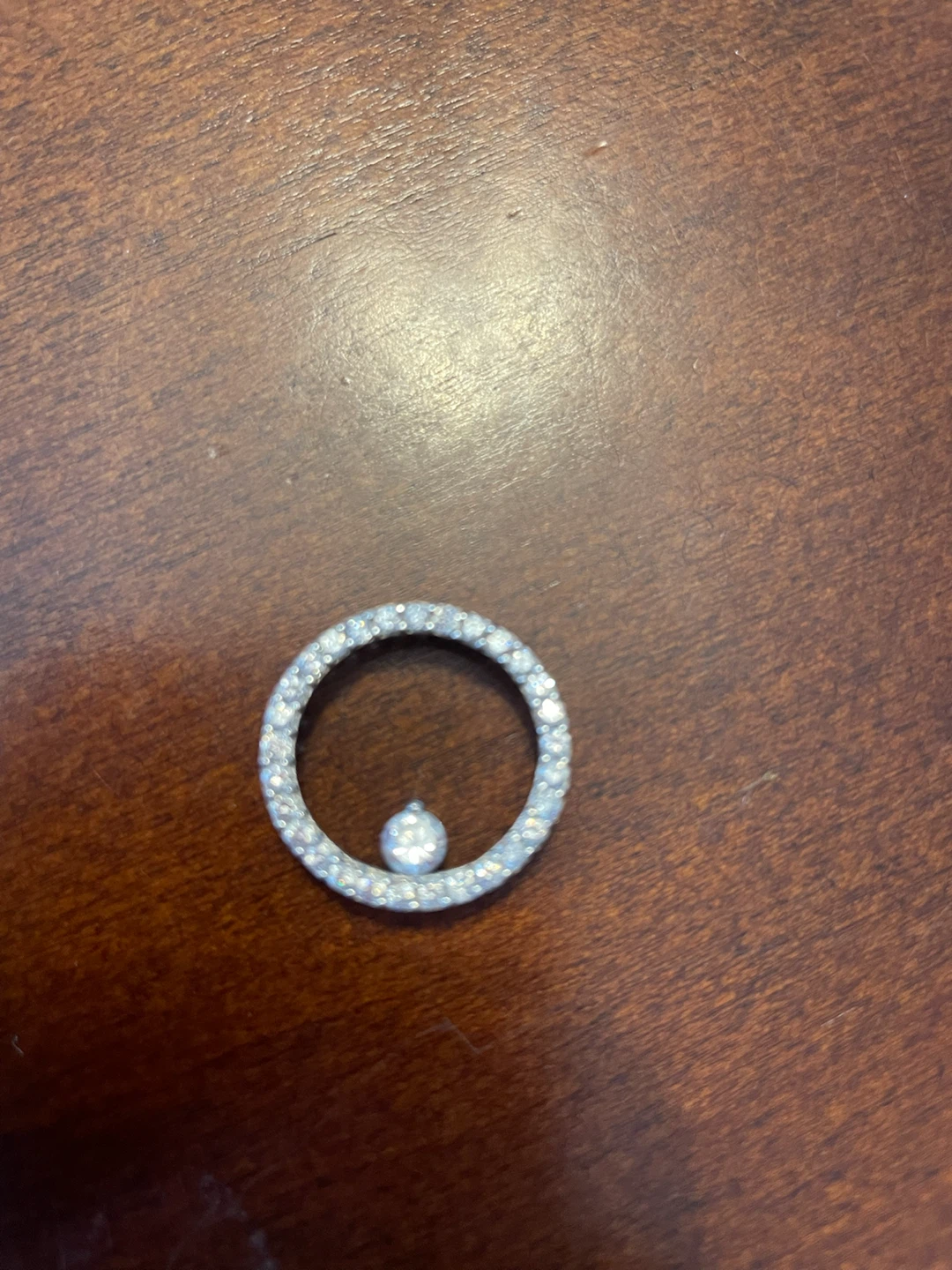 925 Pave Circle Pendant with Single Drop Stone