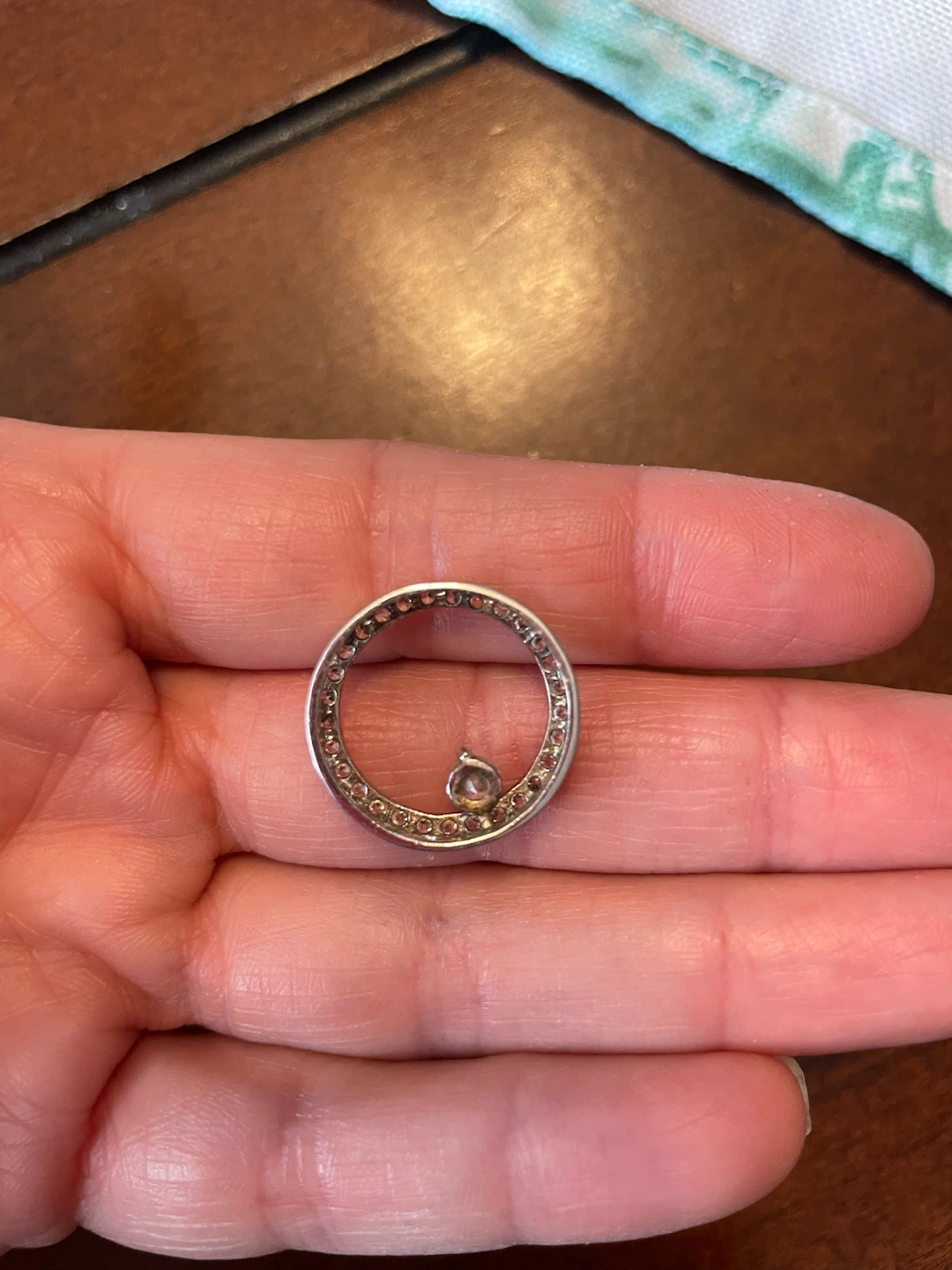 925 Pave Circle Pendant with Single Drop Stone - photo 3