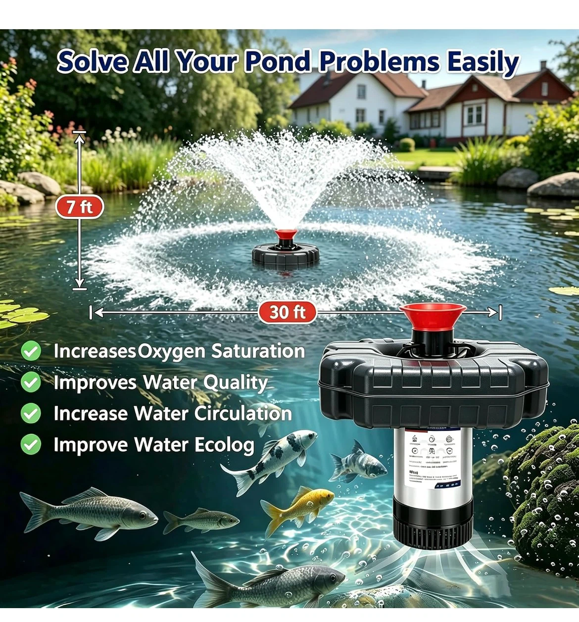 Upgraded Pond Fountain Pump with LED Light Kit - photo 5