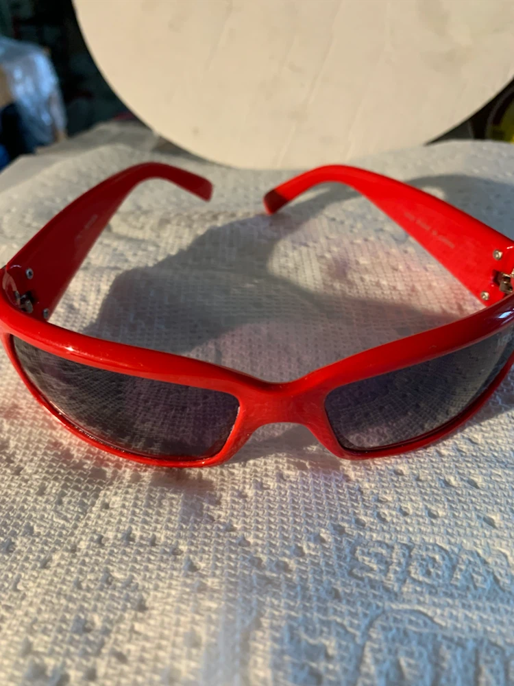 Red Sunglasses with Medusa Detail