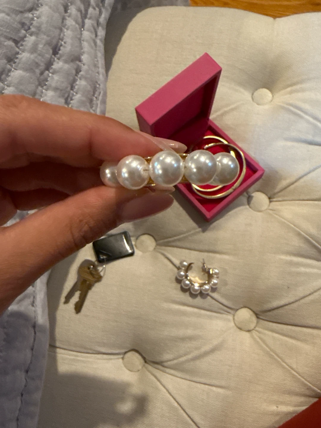 Pearl Hoop Earrings - photo 2