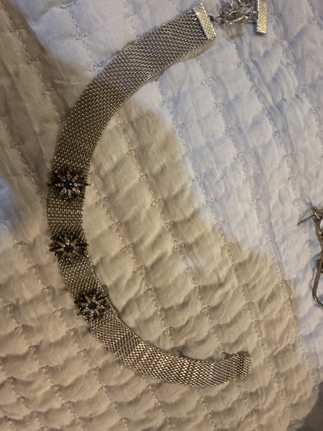 Silver Tone Mesh Choker Necklace