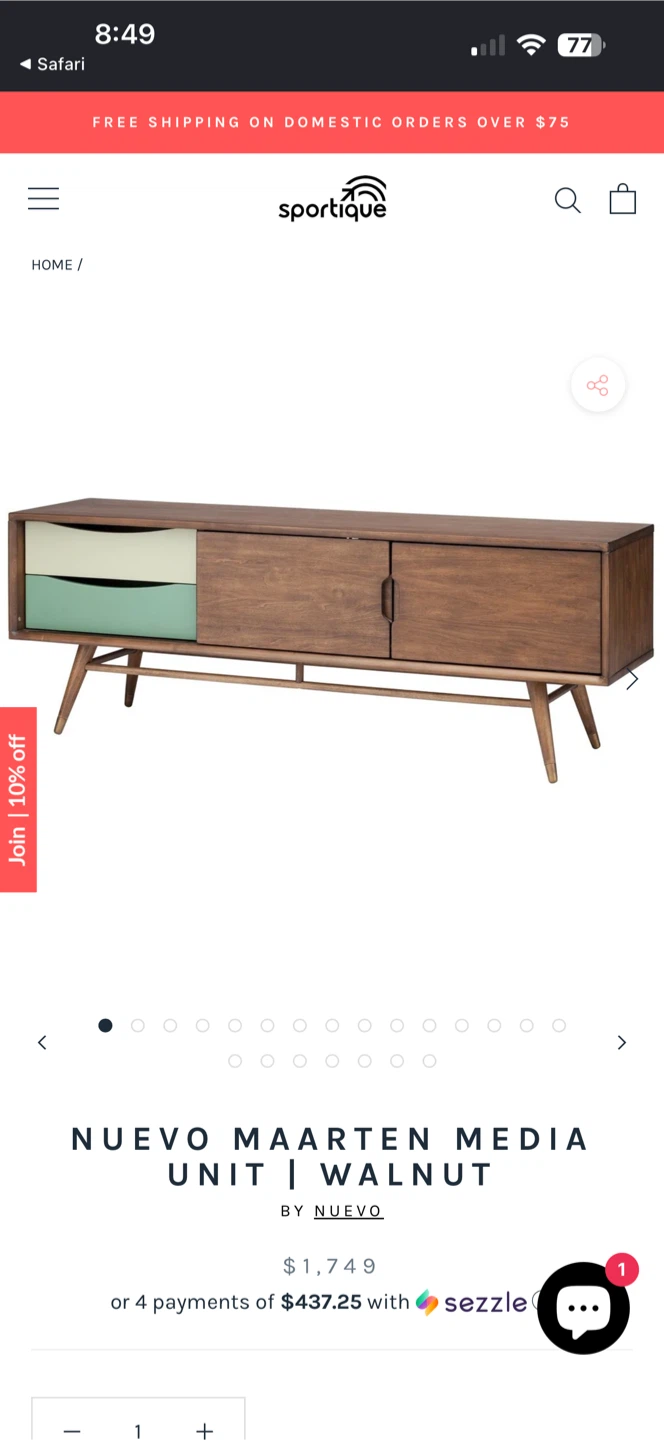WALNUT WOOD MCM VINTAGE STYLE CREDENZA TV ENTERTAINMENT STAND - photo 2