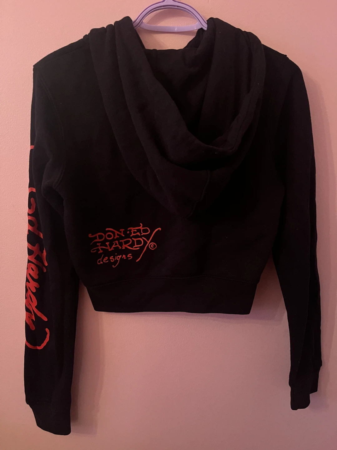 Ed Hardy Black Skull & Snake Cropped Zip-Up Hoodie - photo 3
