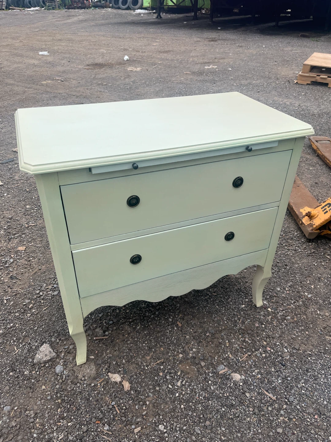 Light Green Dresser with Pull-Out Tray