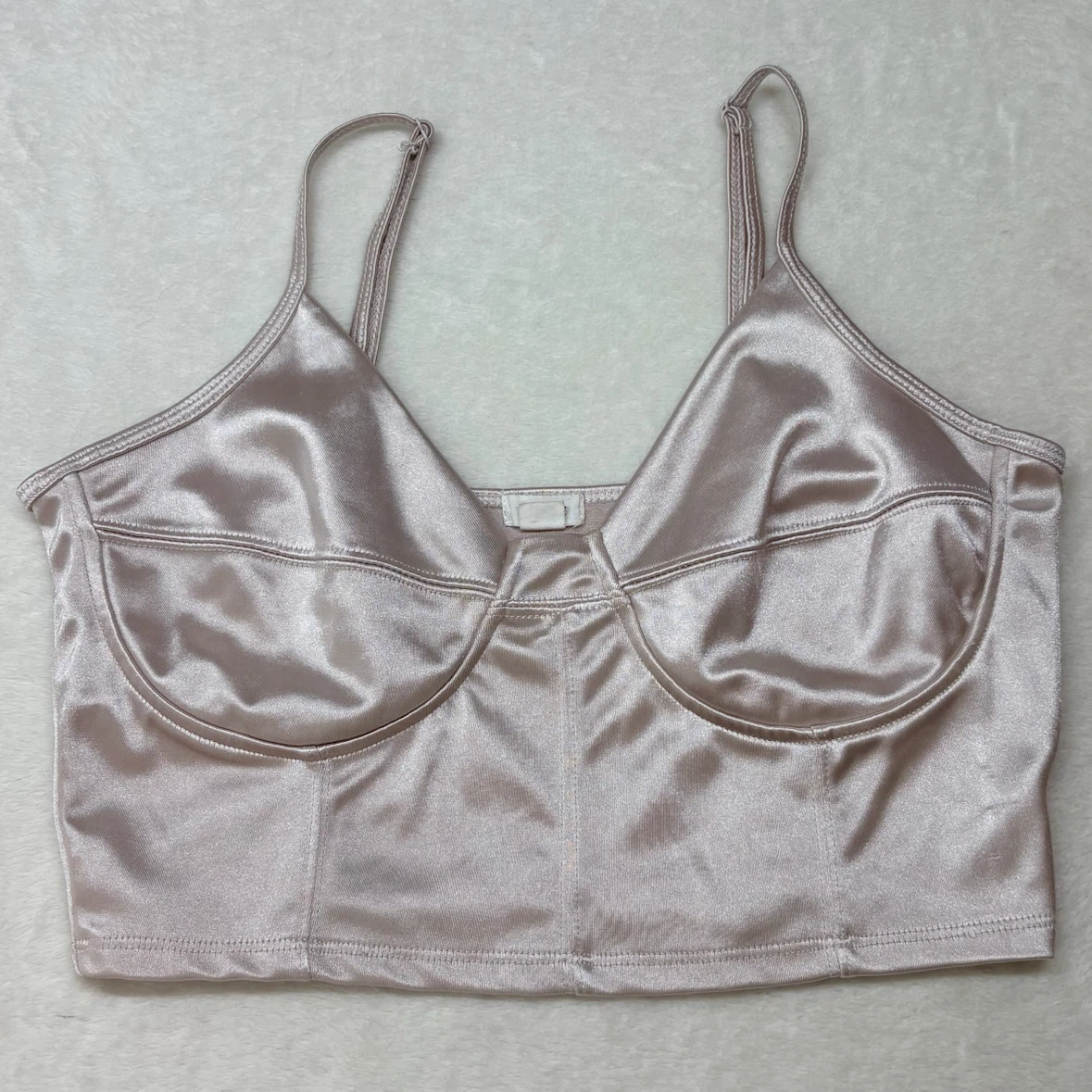 Garage Gold Metallic Satin Crop Top Festival Party Size M - photo 2