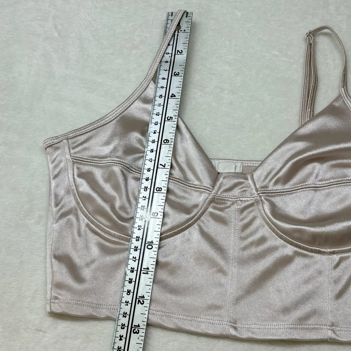 Garage Gold Metallic Satin Crop Top Festival Party Size M - photo 5