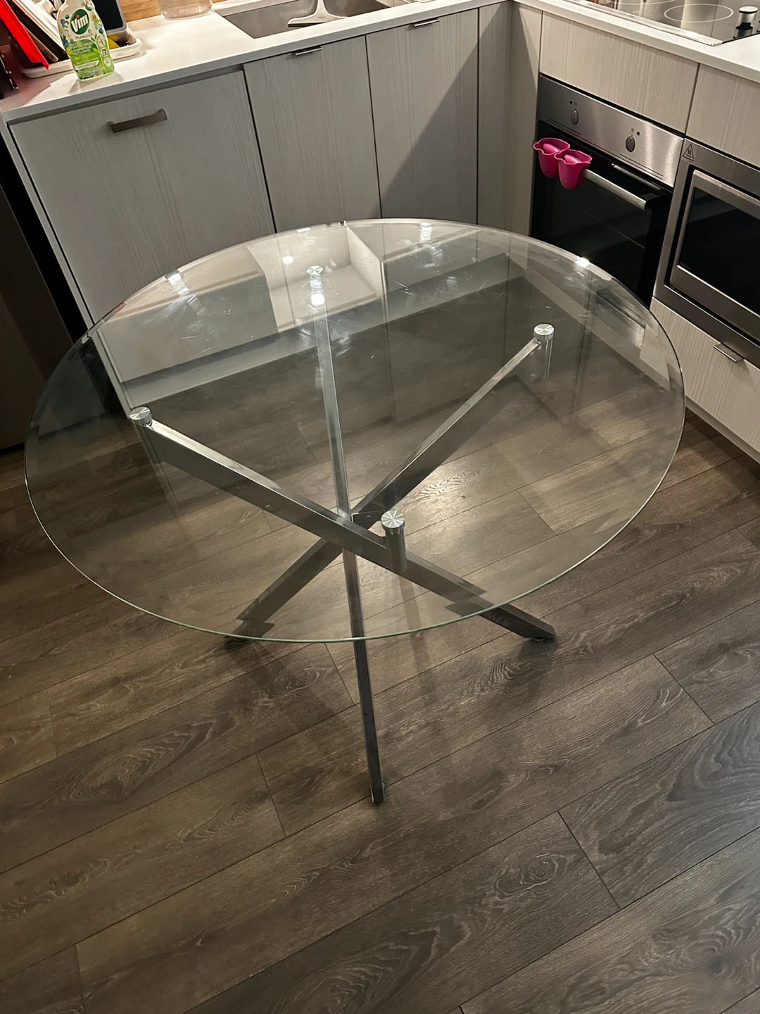 Glass Dining Table with Chrome Base