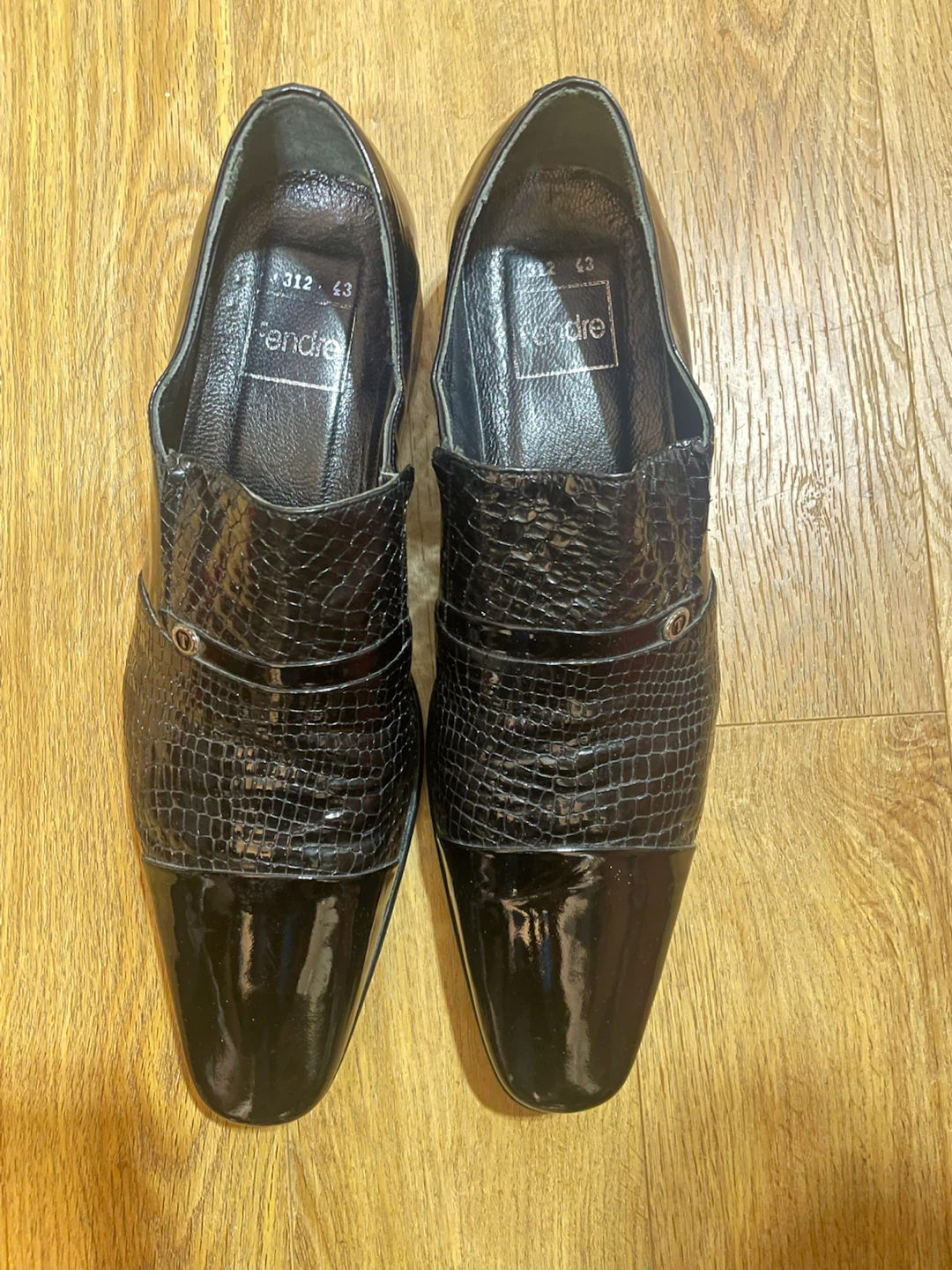 Fendre Black Patent Leather Croc Embossed Dress Shoes - photo 3