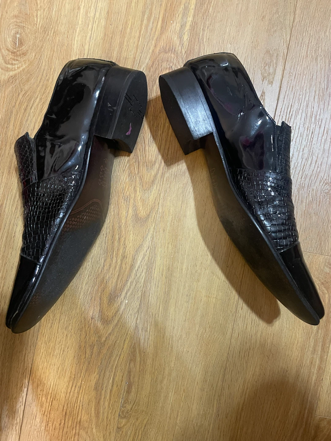 Fendre Black Patent Leather Croc Embossed Dress Shoes - photo 5
