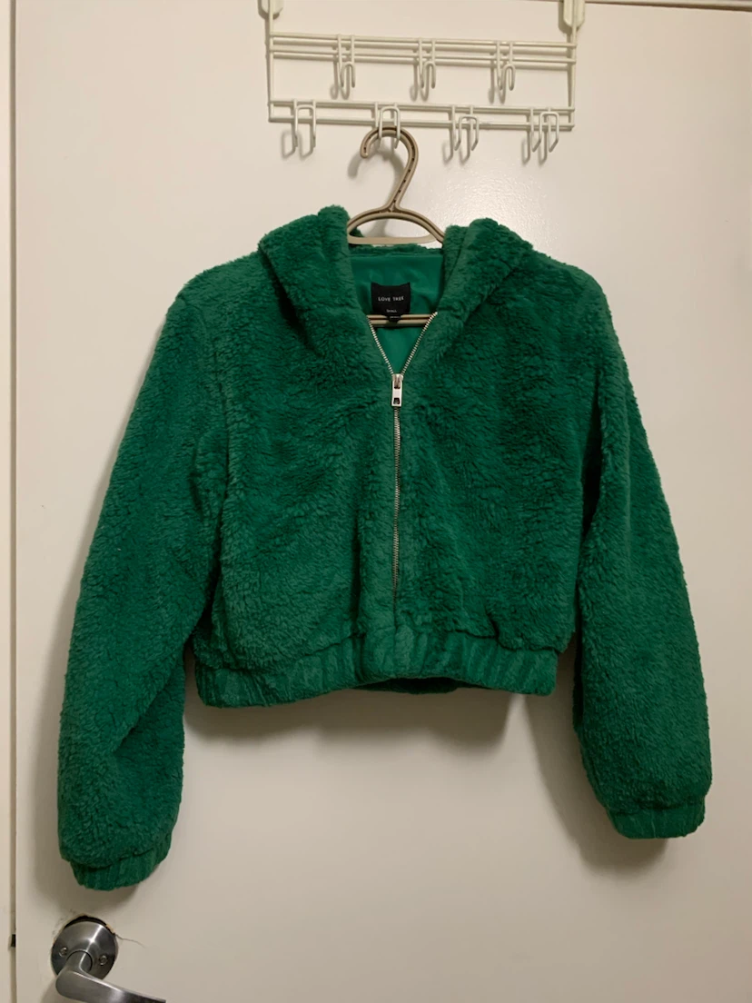 Love Tree Green Teddy Fleece Hoodie