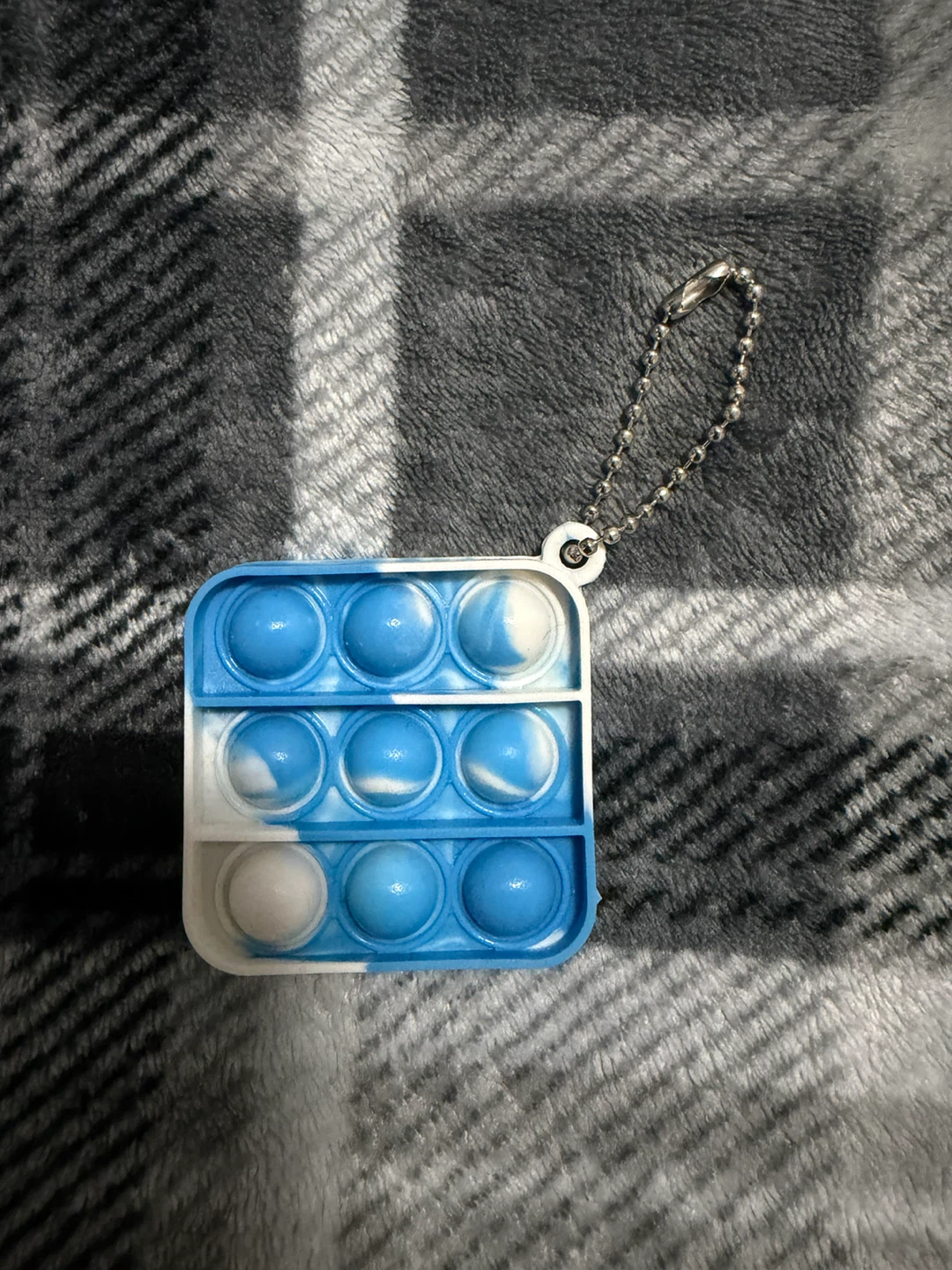 Blue and White Pop-It Keychain